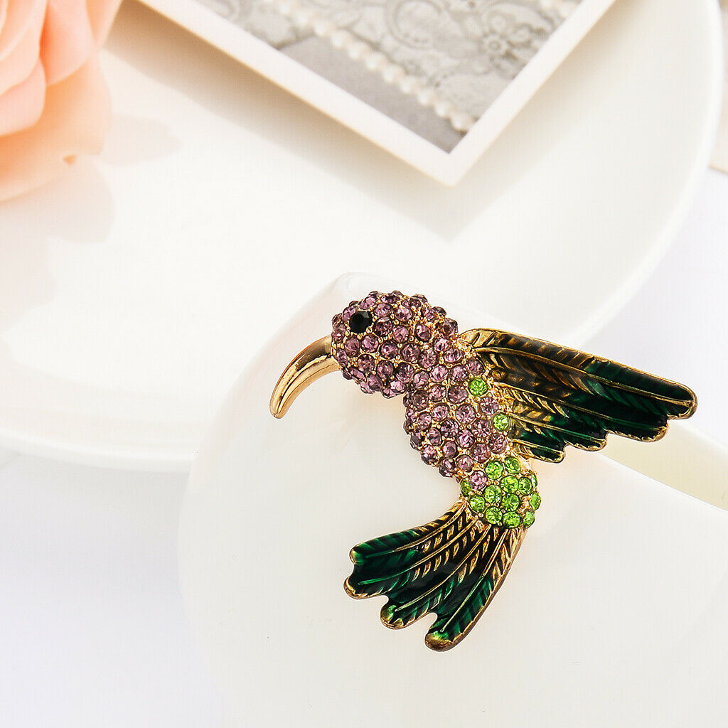 Korean Diamond Crystals Lovely Children Humming Bird Brooch Pin Ornaments