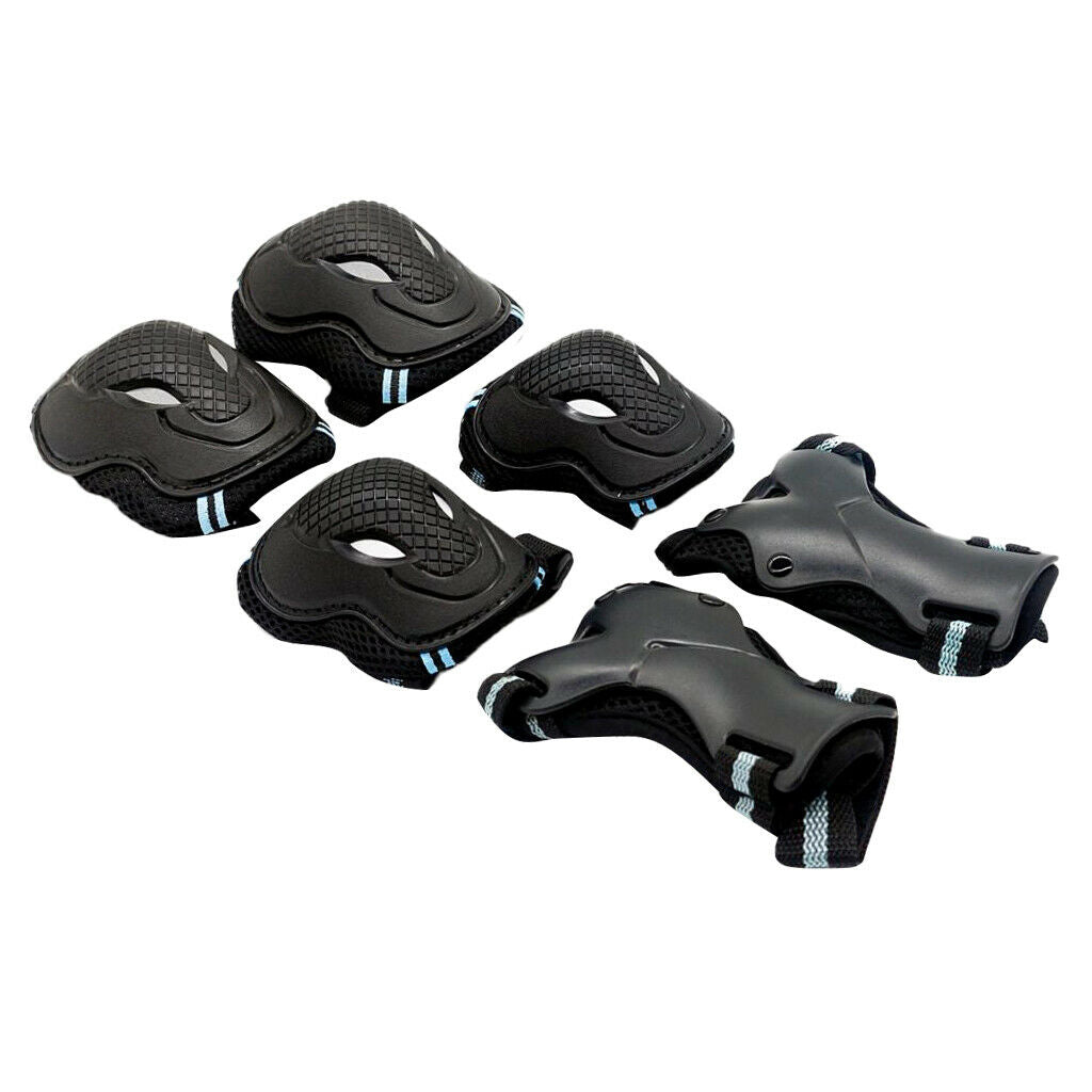 Safe Outdoor Skating Protective Knee Hand Elbow Guard Sets M Black and Blue