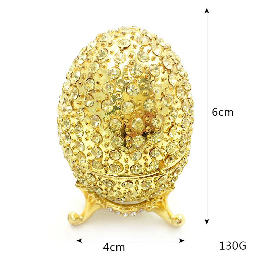 Rhinestones Enamel Egg Shape Jewelry Trinket Box Storage Gift Home Decor