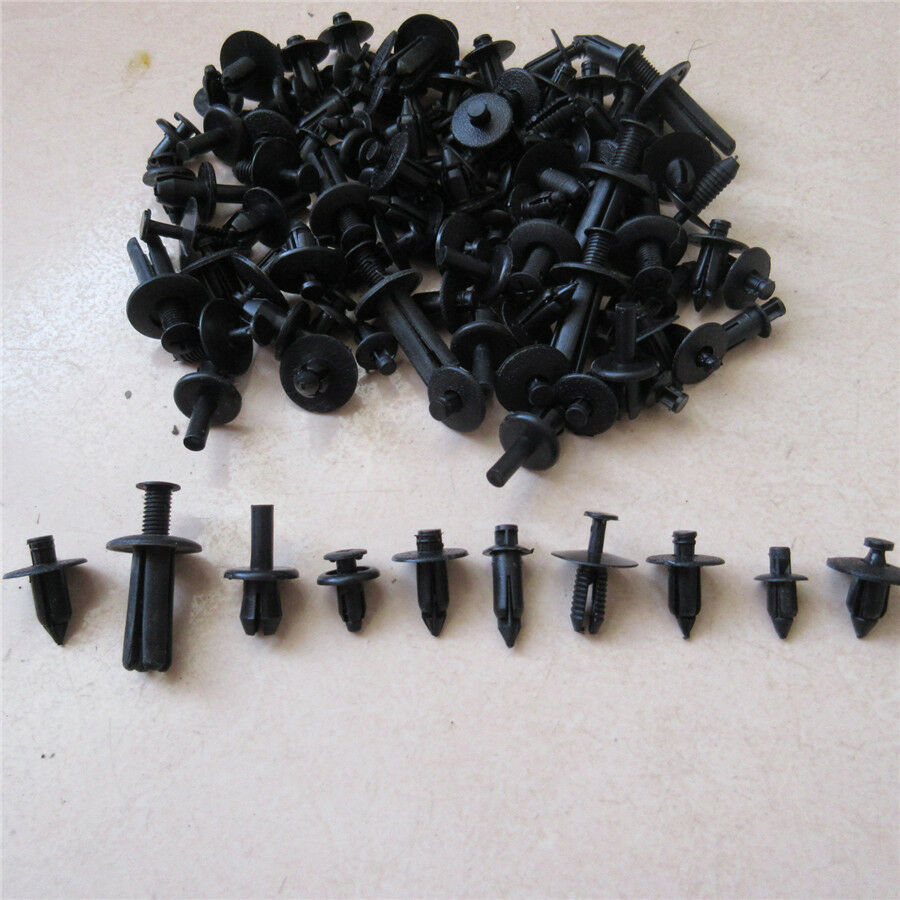 100Pcs Car Door Bumper Leaf Plate Fender Trunk Screw Rivets Clips Auto Fasteners