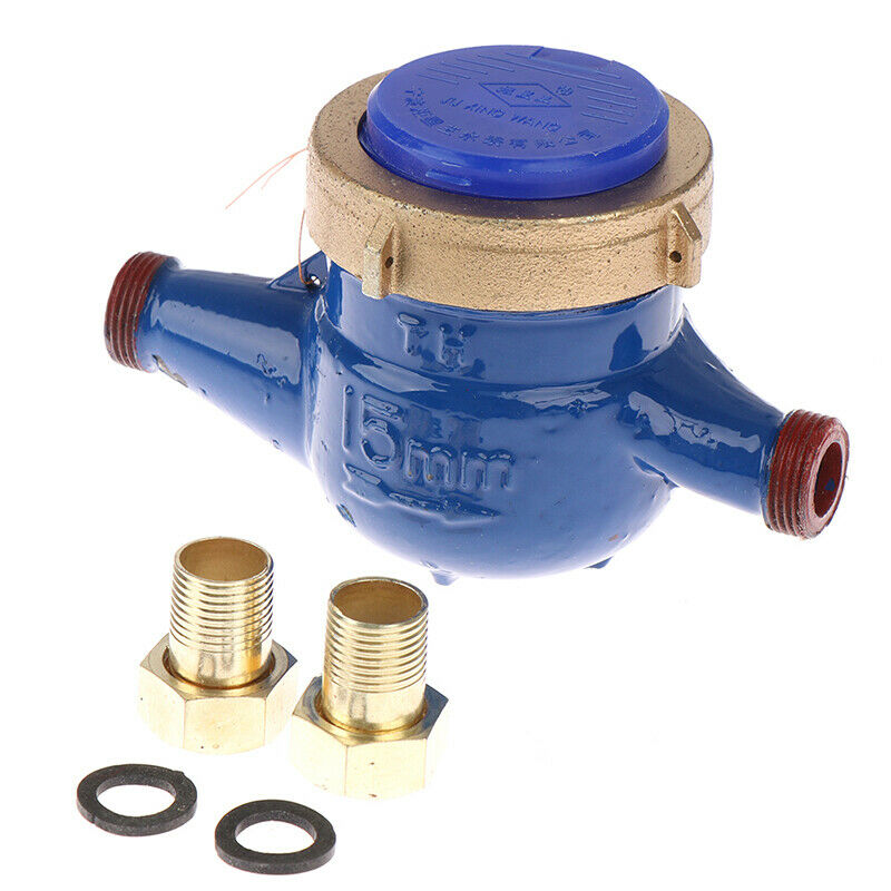 Water Meter Heavy Duty Brass Flow Measure Tap Cold Water Meter Home Garden WF