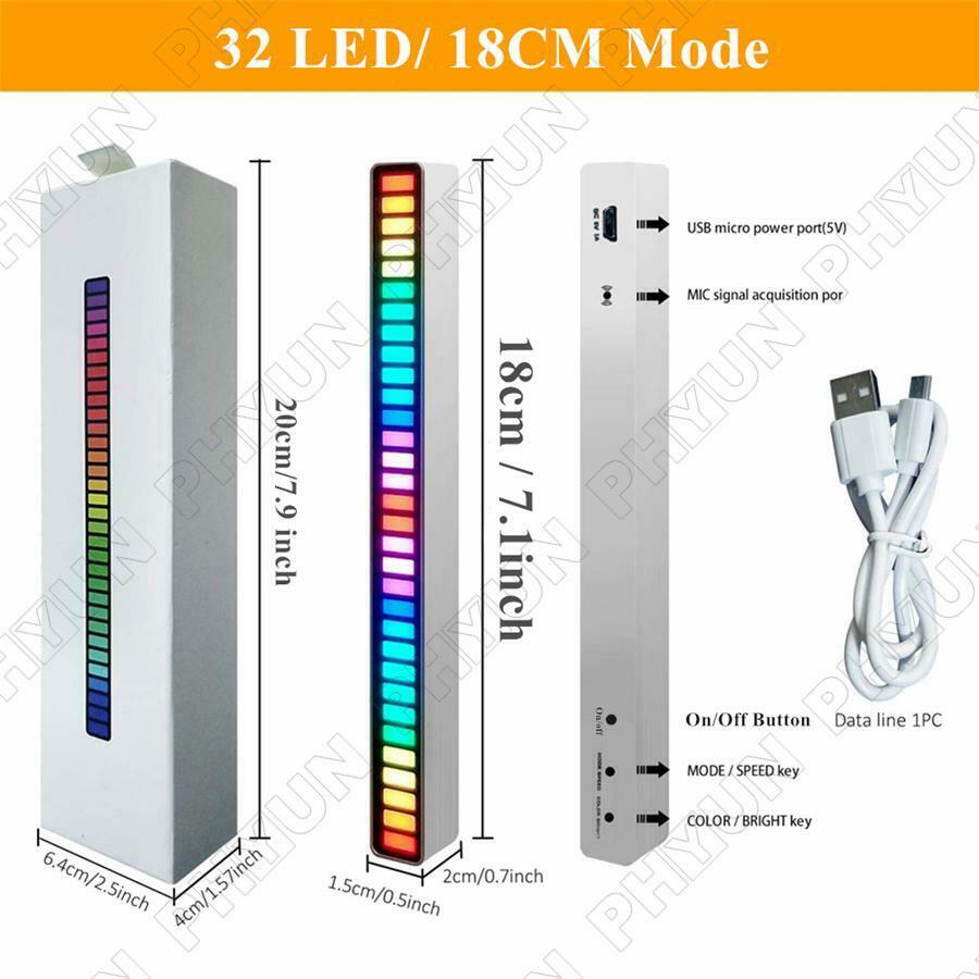LED Car Radio Sound Control Light Music Rhythm Ambient Light Lamp 18 Colors