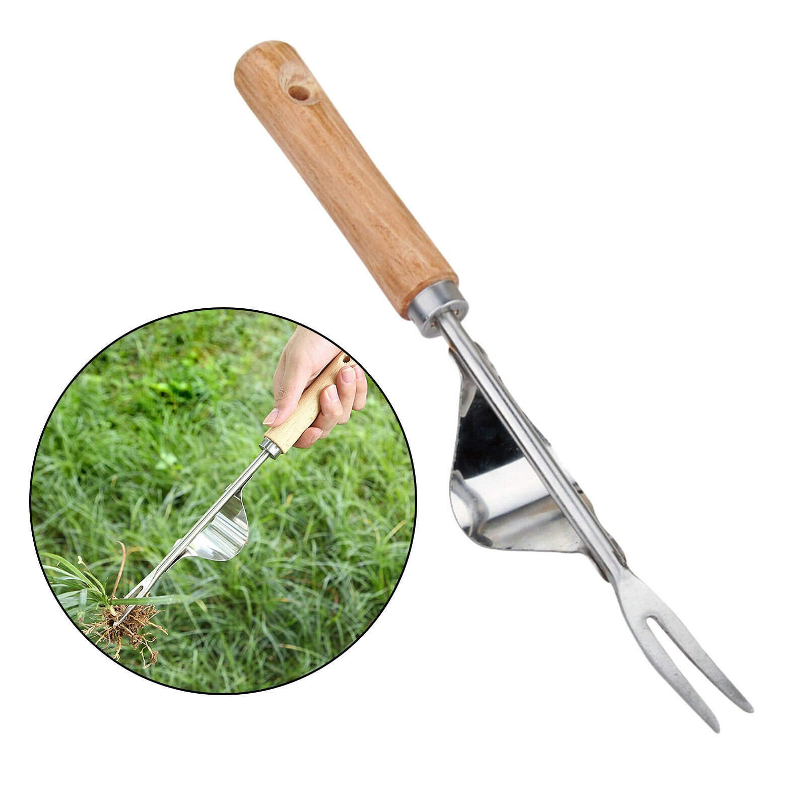 Mini Garden Weed Removal Stainless Steel Wooden Handle Easy Weeding Removals