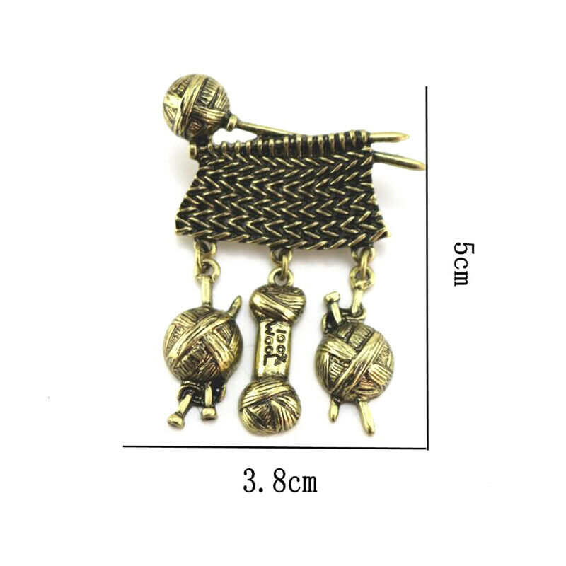 Retro Creative Sweater Knitting Ball Brooch Scarf Pin Women Dangle Jewelr.l8