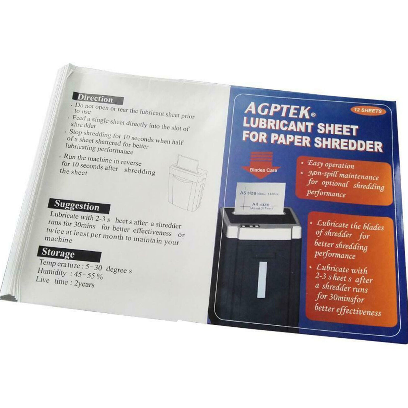 12-pack Shredder Oil Lubricant Sheets Blade Sharpening Paper Office Equipment