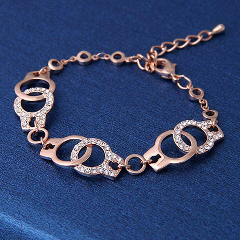 Fashion Women Punk Marble Adjustable Bracelet Bangle Chain Crystal Wristband