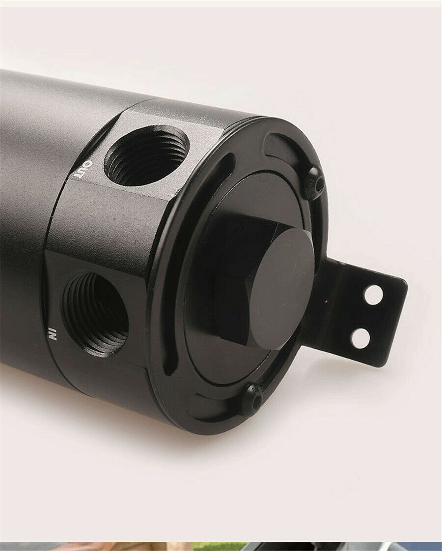 Aluminium Alloy 2-Port Oil Catch Can Tank Reservoir+Drain Valve Breather Baffle