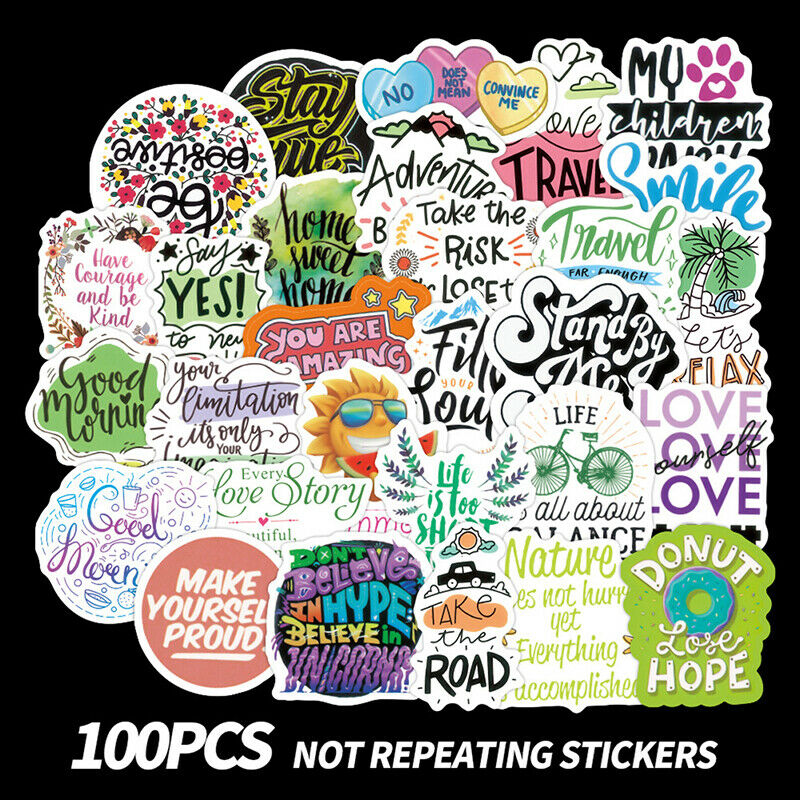 100pc Excitation Inspirational Stickers Snowboard Laptop Luggage Guitar S.l8