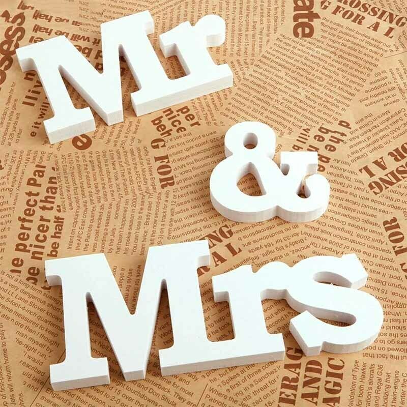 1Set White Mr & Mrs Letters Sign Wedding Party Banquet Table Seat Decoration