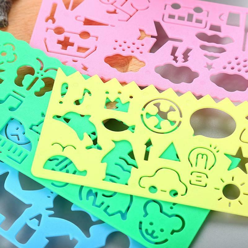 4pcs Multi-in-1 DIY Drawing Template Animals Stencils Transportations Stencils