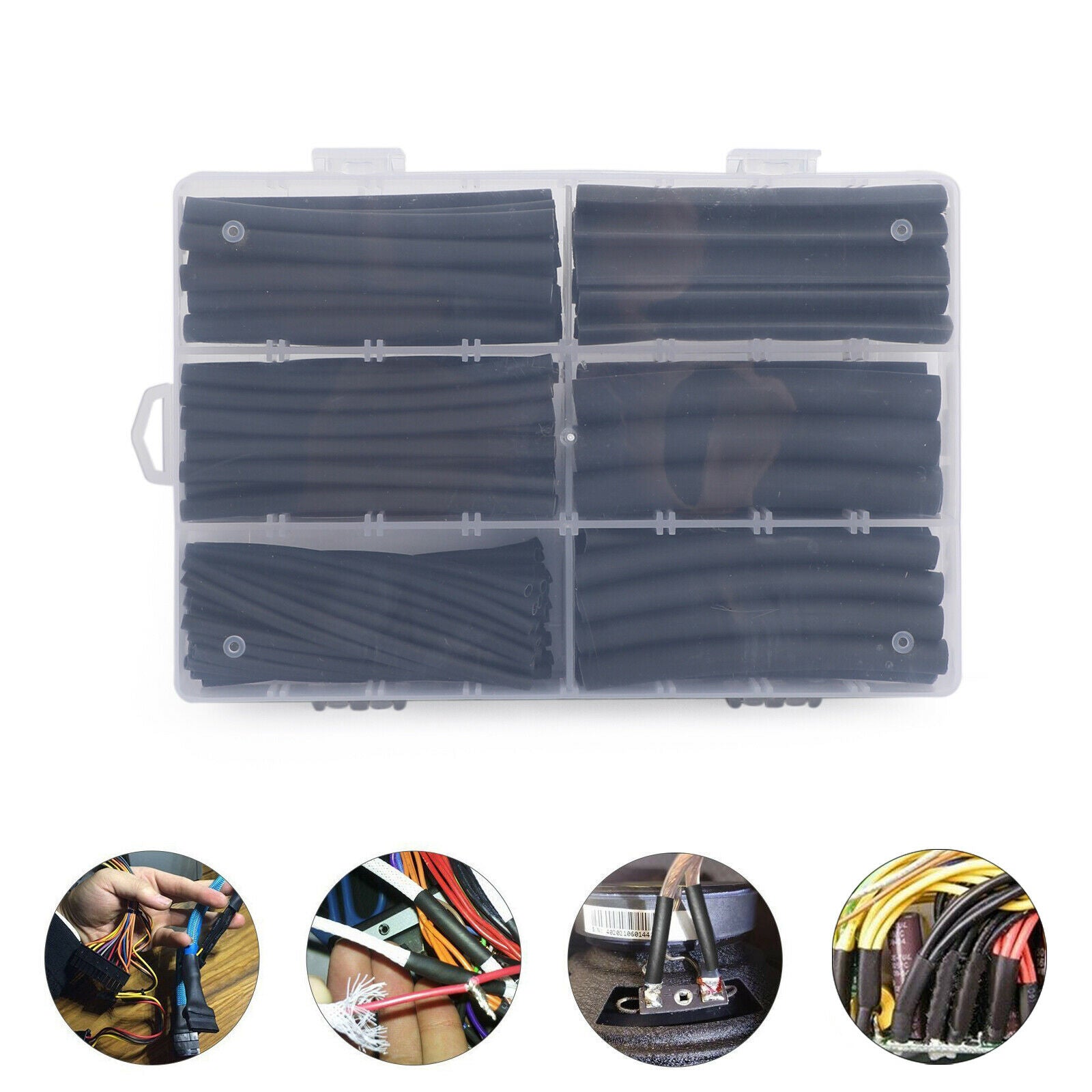 130pcs 3:1 Insulated Cable Sleeves Heat Shrink Tube Kit Waterproof Wire Wrap