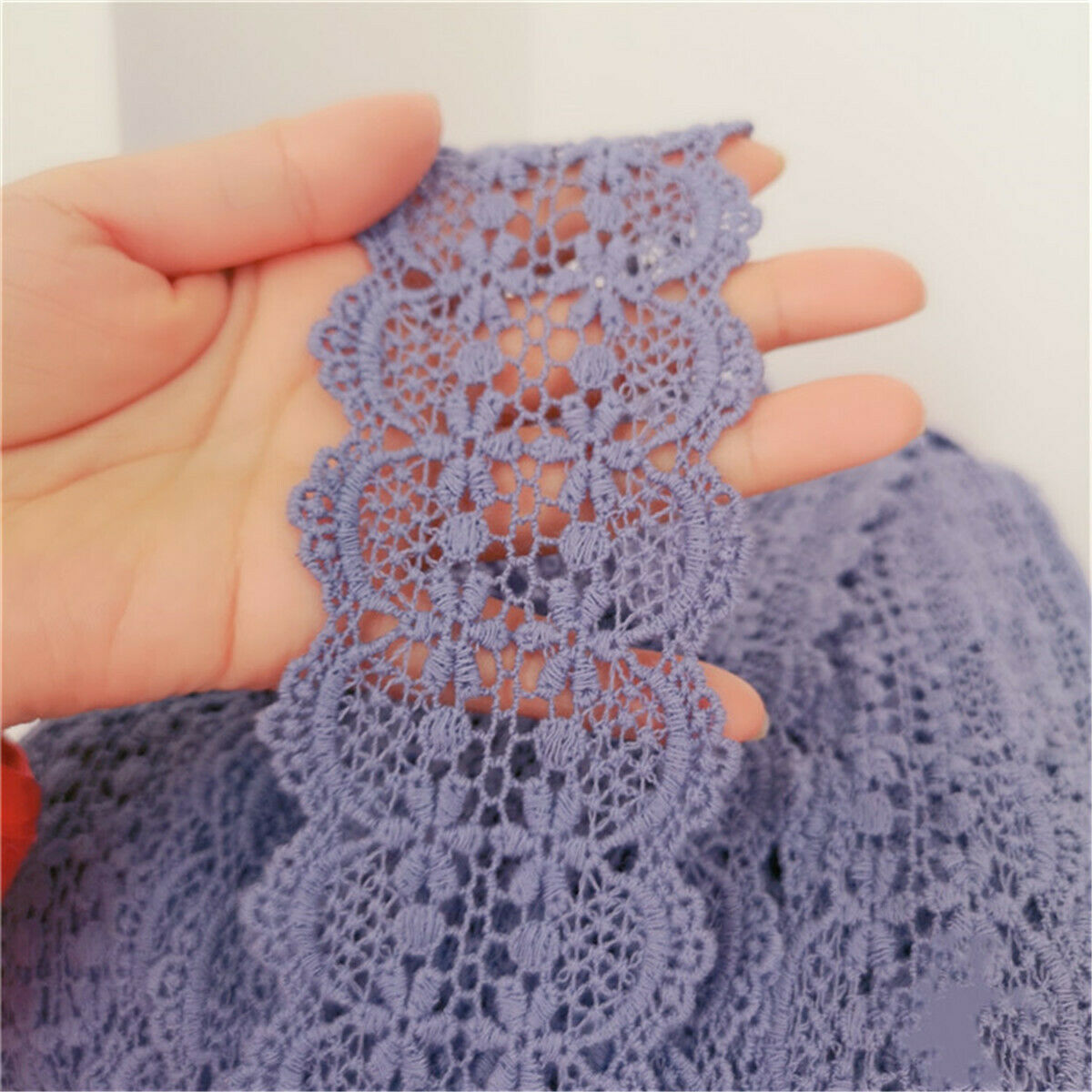5M Embroidered Cotton Lace Edge Trim DIY Ribbon Wedding Applique Sewing Craft