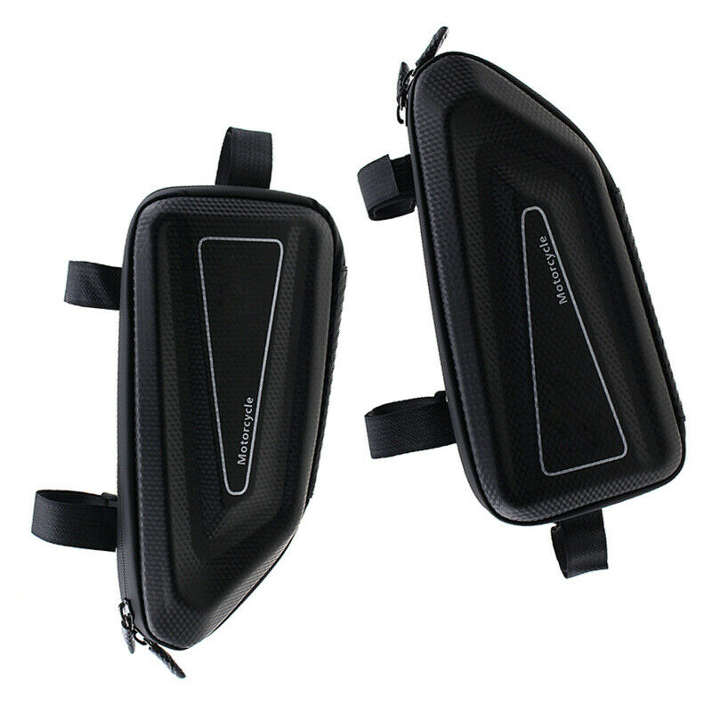 2pcs Hard Shell Motorcycle Luggage Saddle Tool Side Hanging Bag Black Waterproof