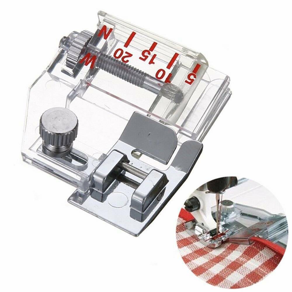 1*Adjustable Bias Binder Presser Foot Attaching Binding Snap-on For Home Sewing