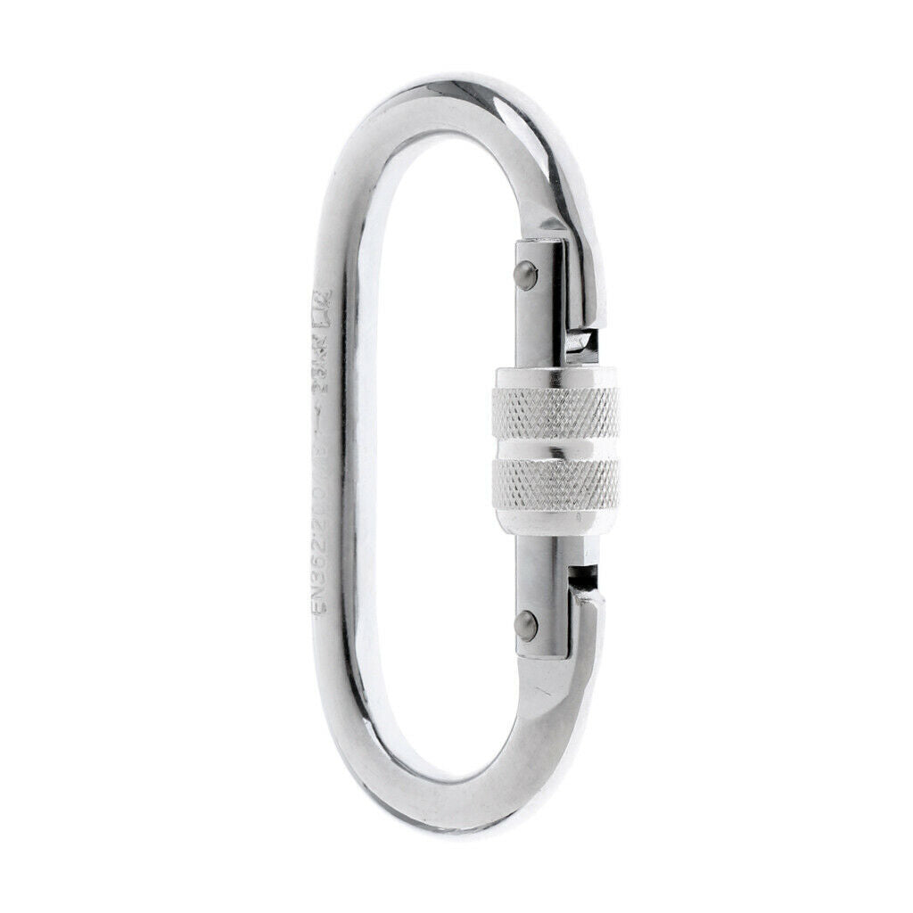2x 25KN Oval Screw Locking Carabiner For Rock Climbing Rappelling Anchoring