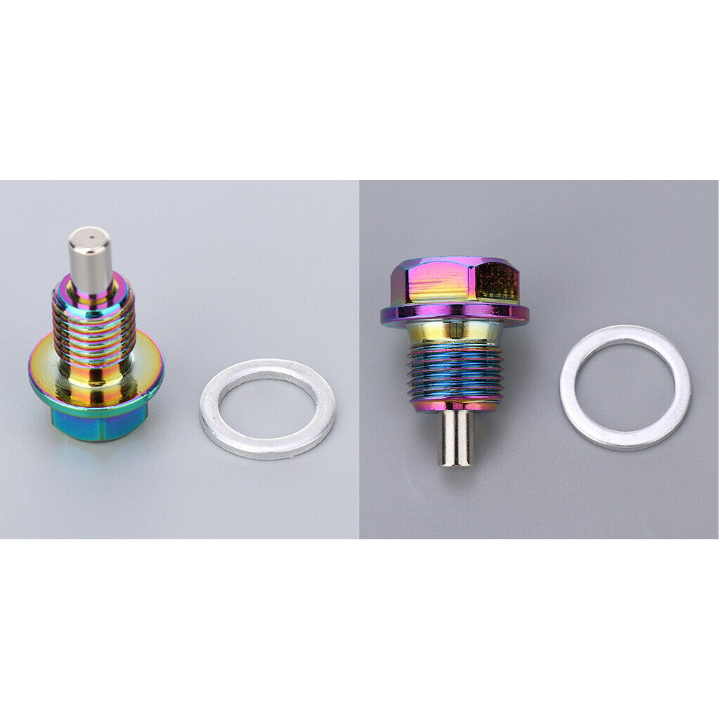 Aluminum Magnetic Engine Oil Pan Drain Bolt Screw w Gasket M12x1.5+M16x1.5