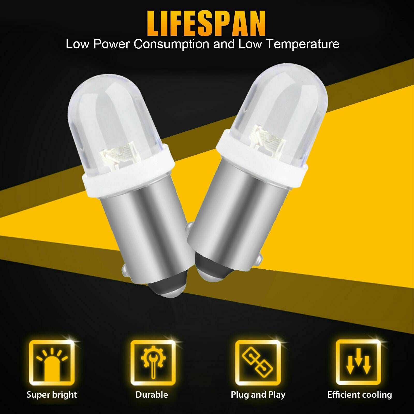 20x 12V Pure White BA9S LED Instrument Panel Light 1815 Dash Gauge Interior Bulb