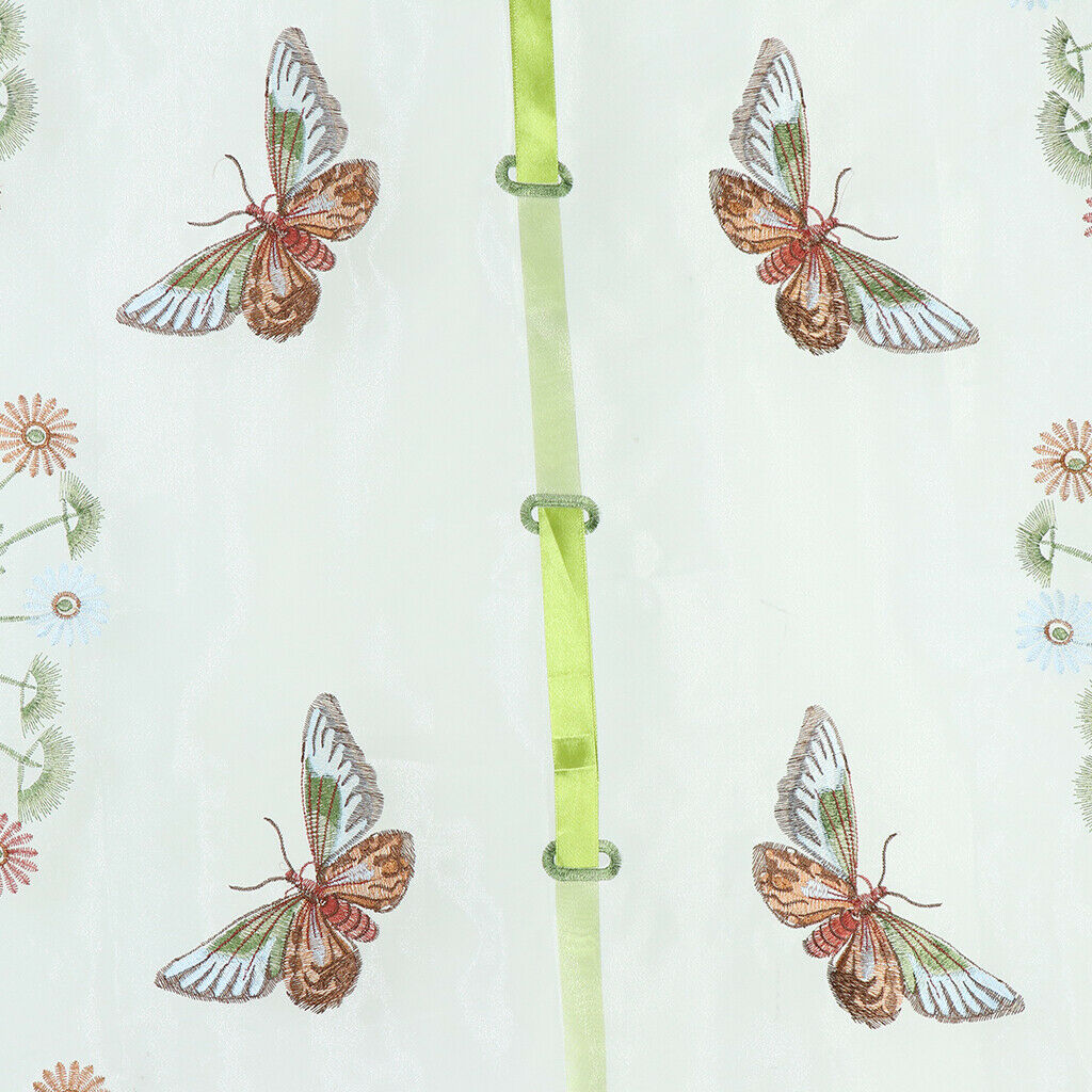 Butterfly Embroidered Roman Curtain Tulle Curtains for Living Room  White