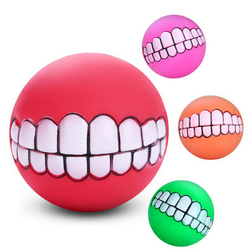 Rubber Dog Toys Squeaky Cleaning Tooth Dog Toys Ball Bite Resistant Pet S.l8