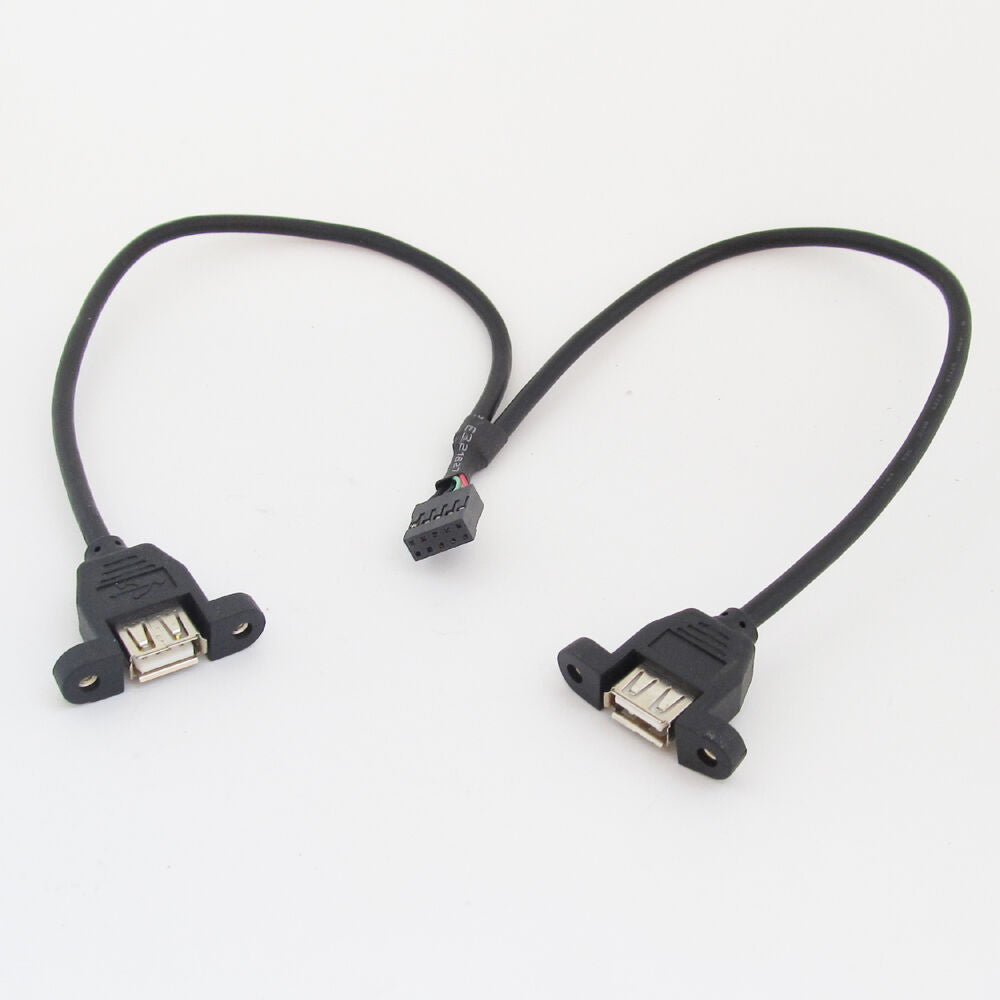 20pcs 0.5M 2 Port USB A Female to Internal 2x5 way  9 Pin Header Adapter Cable