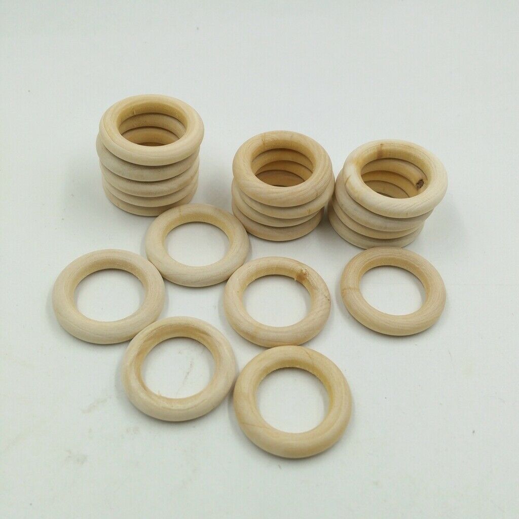 30Pcs DIY Baby Wooden Teething Rings Necklace Bracelet DIY Crafts