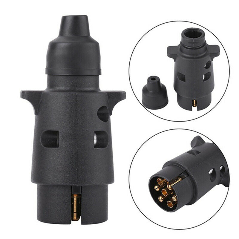 Plastic 7Pin 12V Trailer Plug Socket Wiring Connector Adapter Black Towing Qx