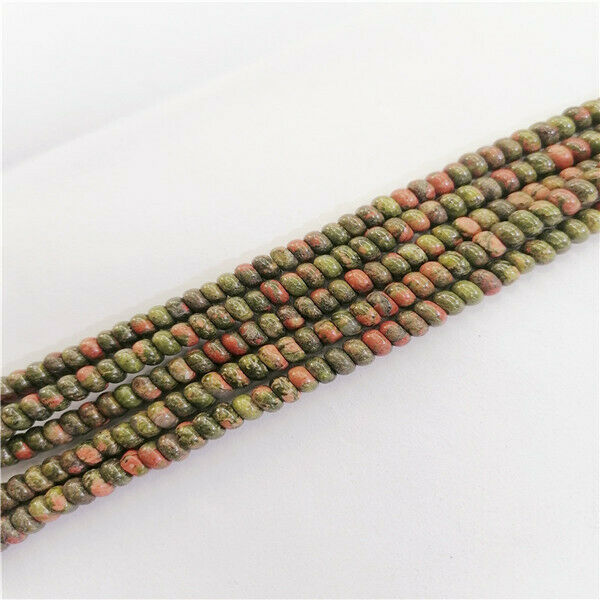 1 Strand 6x4mm Natural Unakite Jasper Rondelle Abacus Spacer Beads 15.5" HH9381