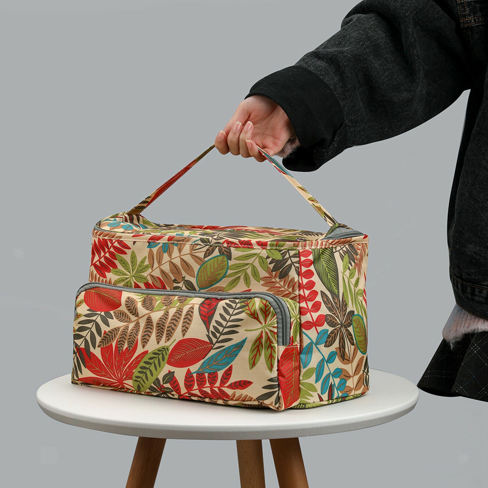 Knitting Bag Yarn Organizer Tote Bag with Zipper Pocket for Knitting Needles
