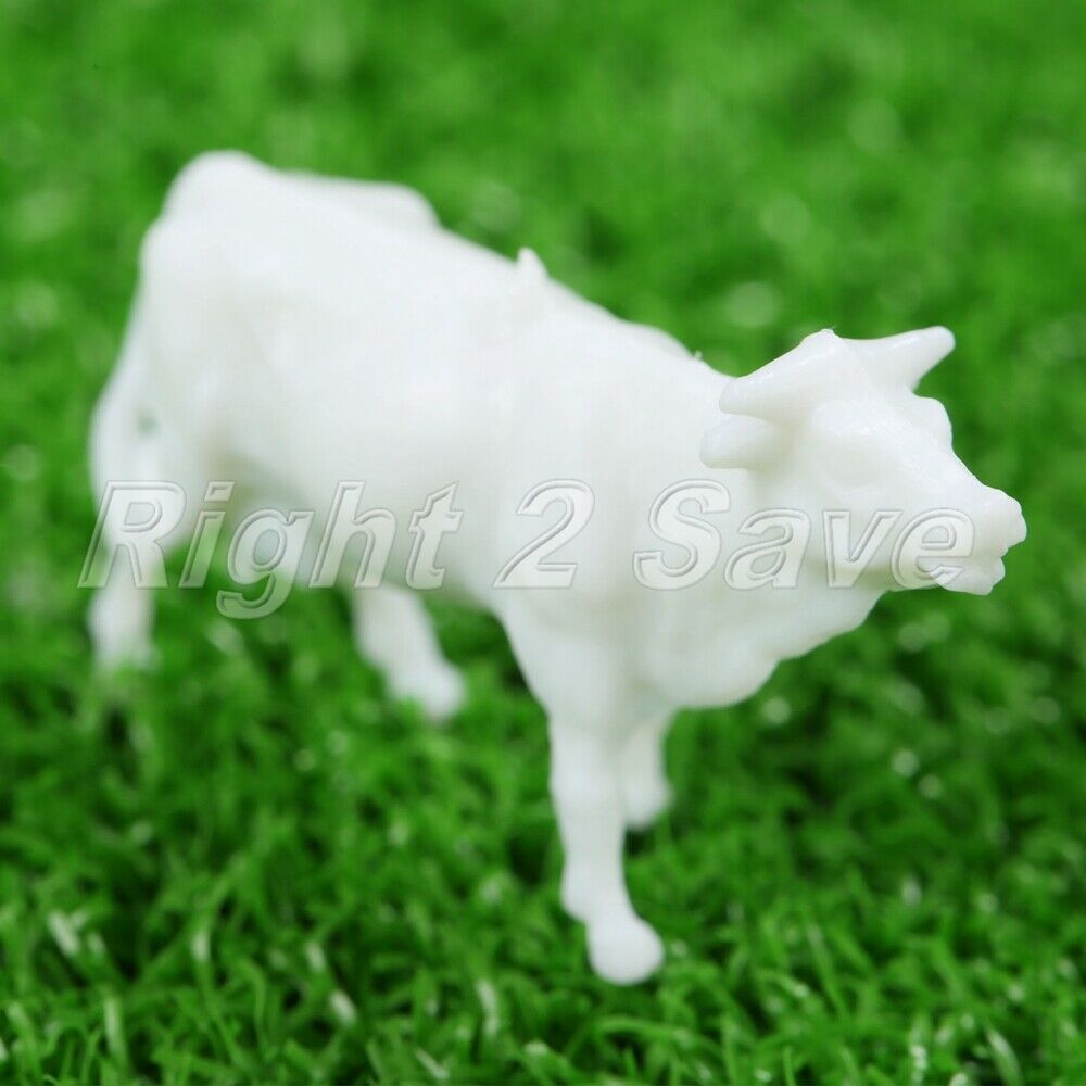 100Pcs UnPainted White Plastic Mixed Sizes Poses Farm Animals Cows Scale 1:87