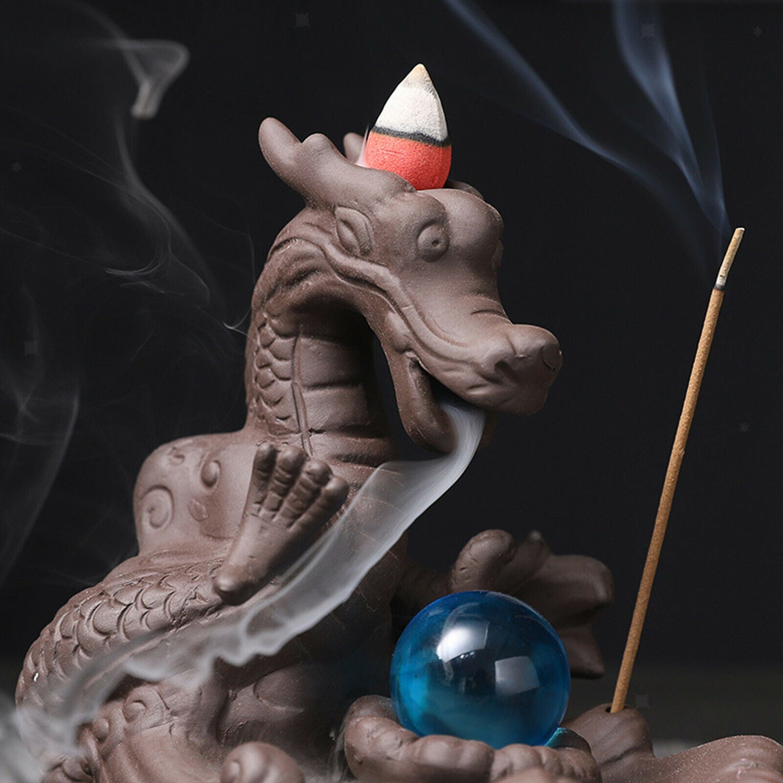 Dragon Incense Burner Holder Waterfall Backflow Cone Censer Home Office