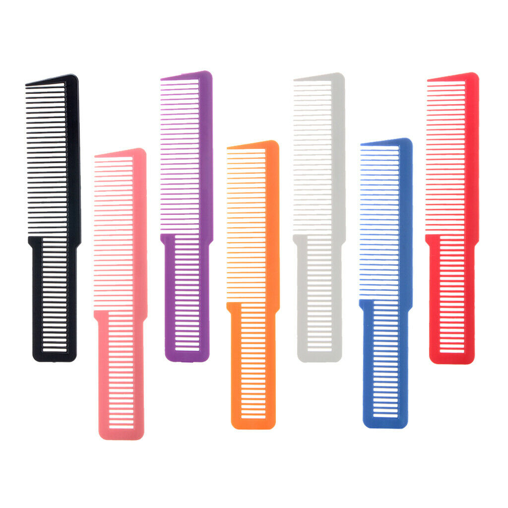 7Pcs 8" Salon Barber Flat Top Clipper Cutting Comb Plastic Static Free