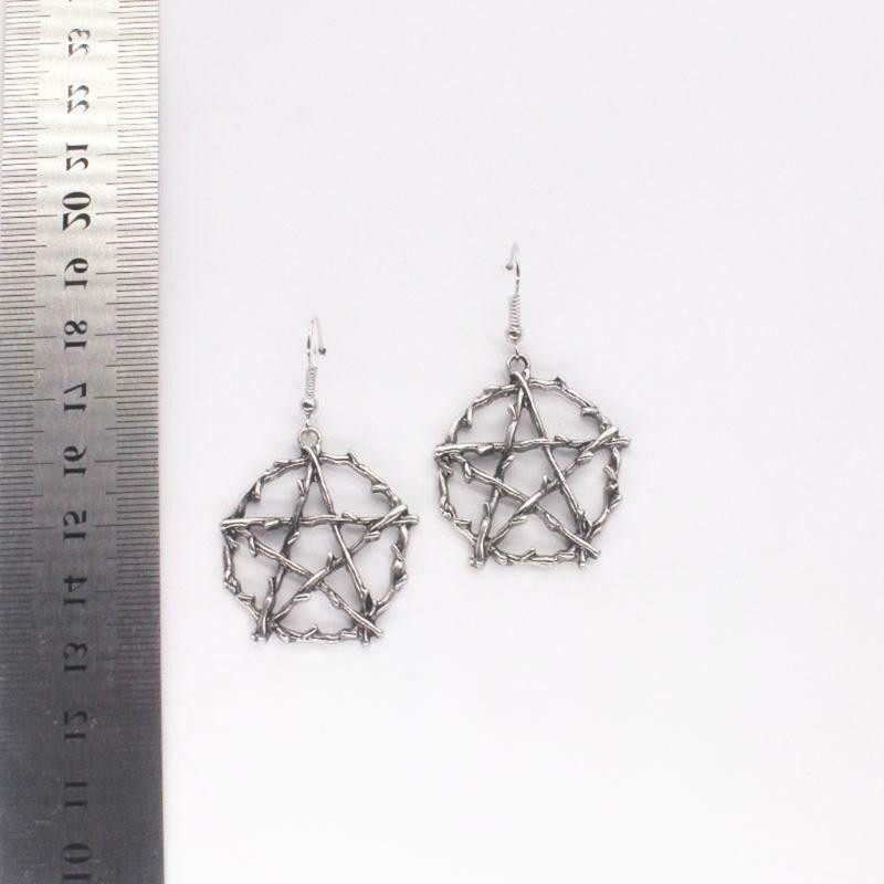 Gothic Pentagrams Earrings Pentagrams Zinc Alloy Pendant Goth Gift for Women