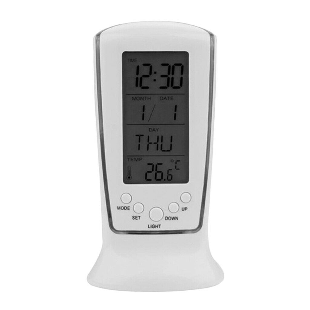 Digital Alarm Clock Blue Backlight with Snooze for Desk White Large Number