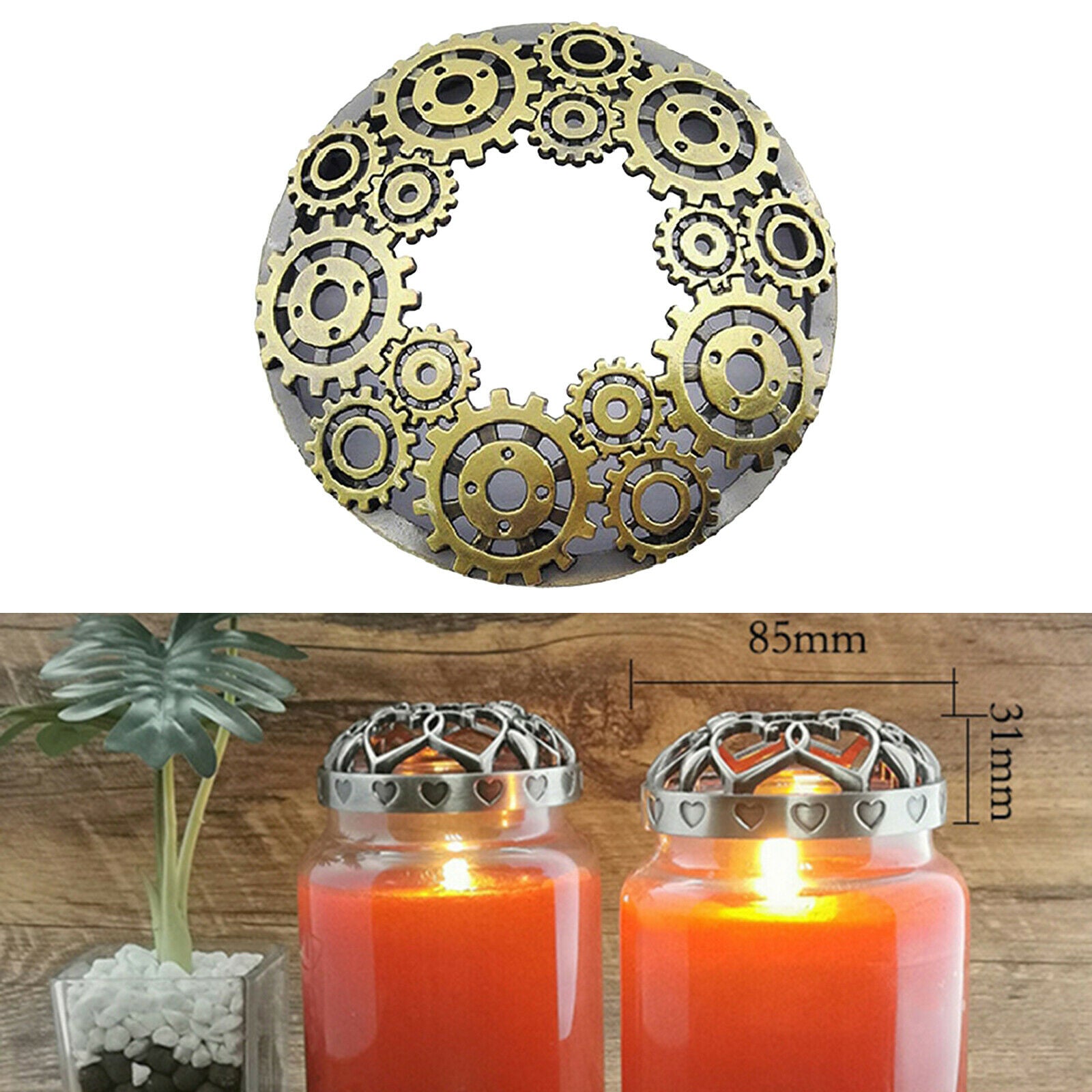 Jar Candles Topper Candle Cover Candle Lid Shades Sleeve Gears for Weddings
