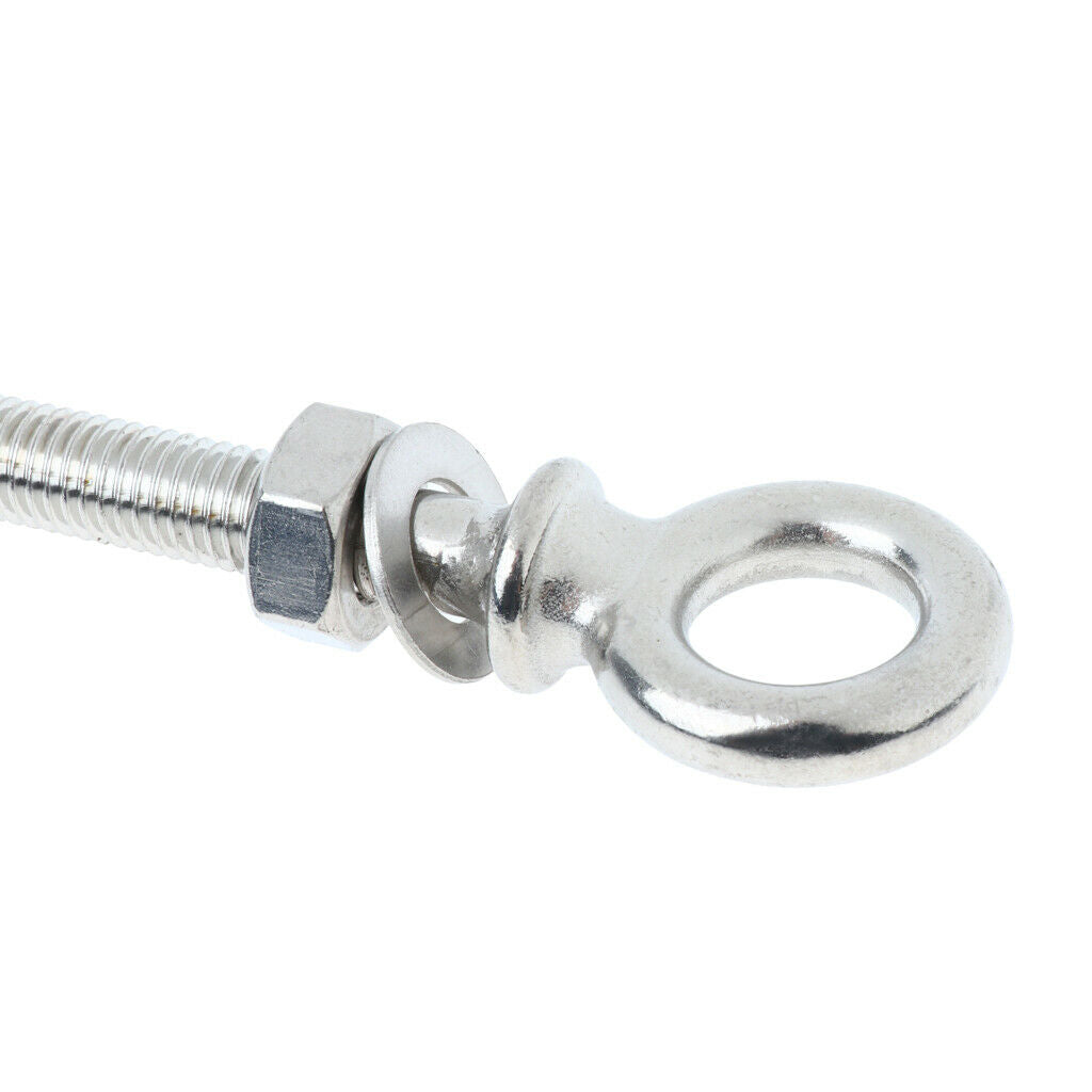 2Pcs M10 100mm Stainless Steel Eye Bolt Shade Sail Boat Roof Rack Bolt Nut
