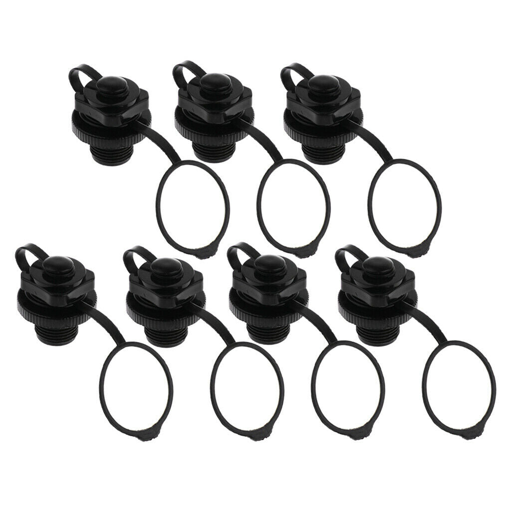 7x Replacement Air Valve Caps For Inflatable Boat Raft Airbed Blocker Black