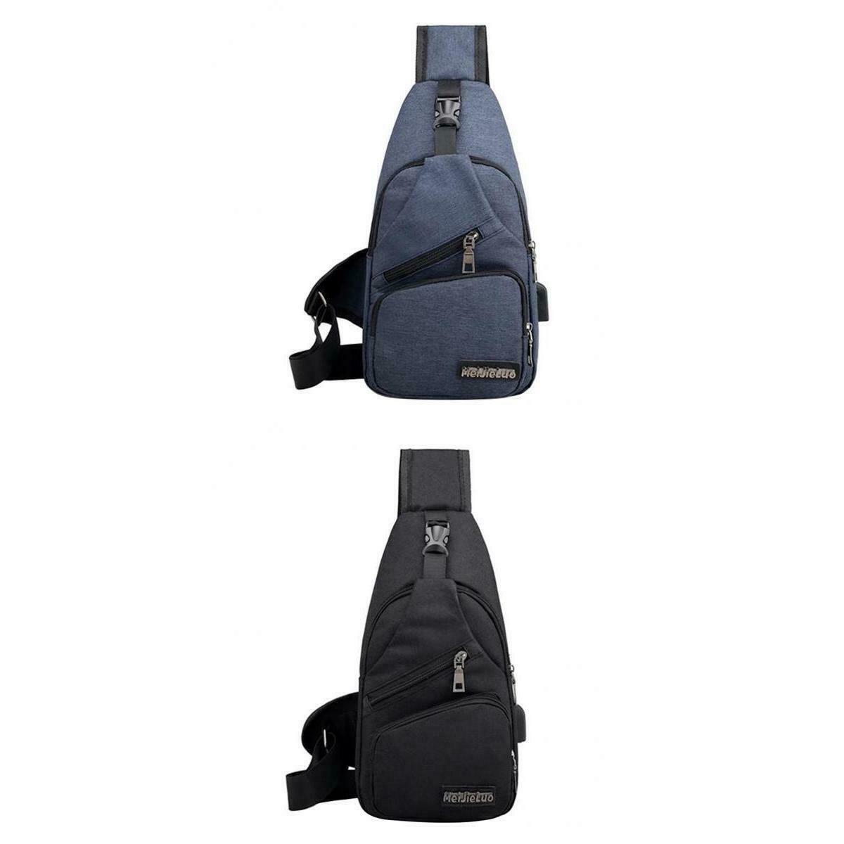 2-pack Male Sling Backpack Sling Bag with USB Charging Port Outdoor Travel