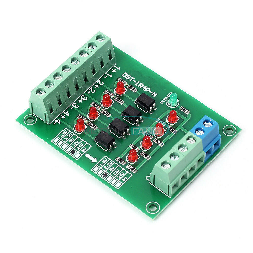 5V-24V 4-Channel PLC Signal Converter Level Voltage Board 4-Bit Optocoupler