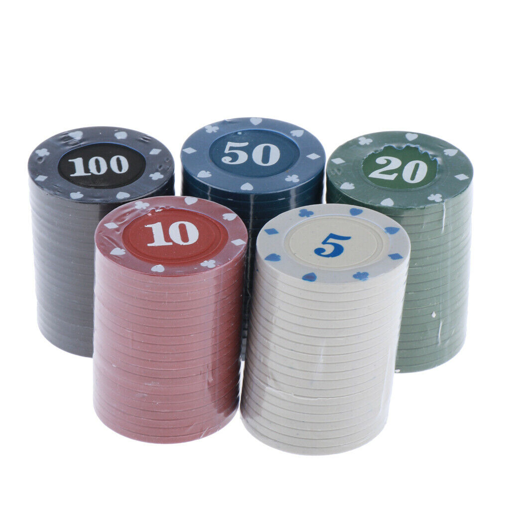 100pcs Plastic Counting Poker Chips Poker Tokens Gift Card Games Accessories