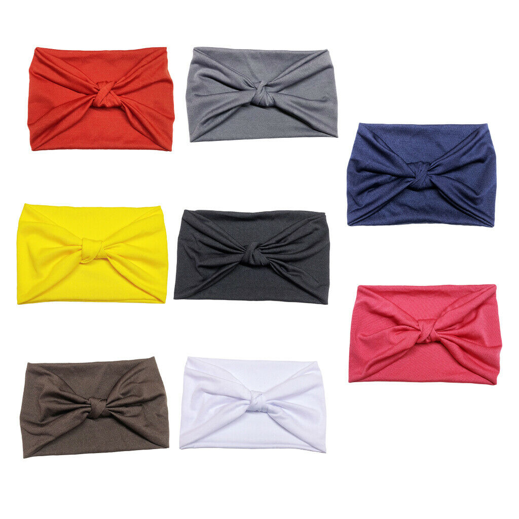 8pcs Women Sports Yoga Wide Head Wrap Headband Elastic Hair Band