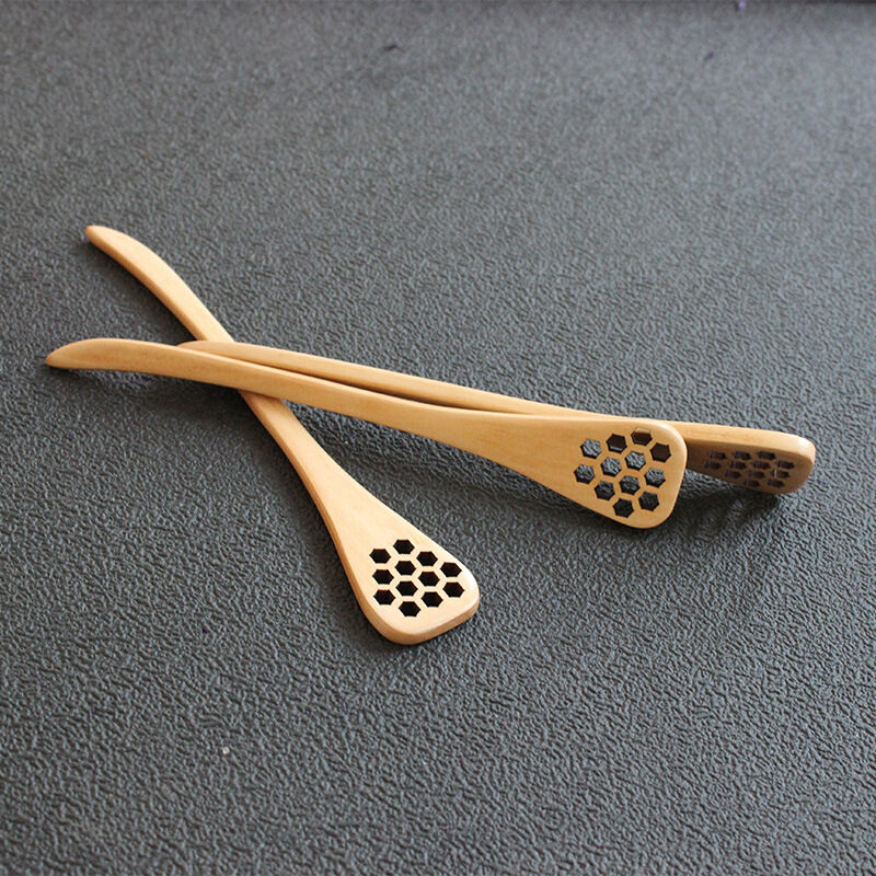 Bionic Natural Wood Honey Dipper Server Mixing Stick Spoon Hea.l8