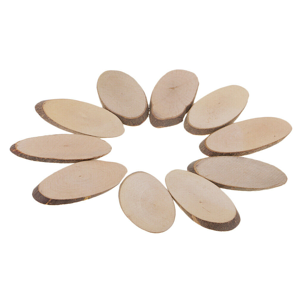 10set Oval Wood Pieces Wooden Slices Wood Decor Room Decor DIY Art Ornaments