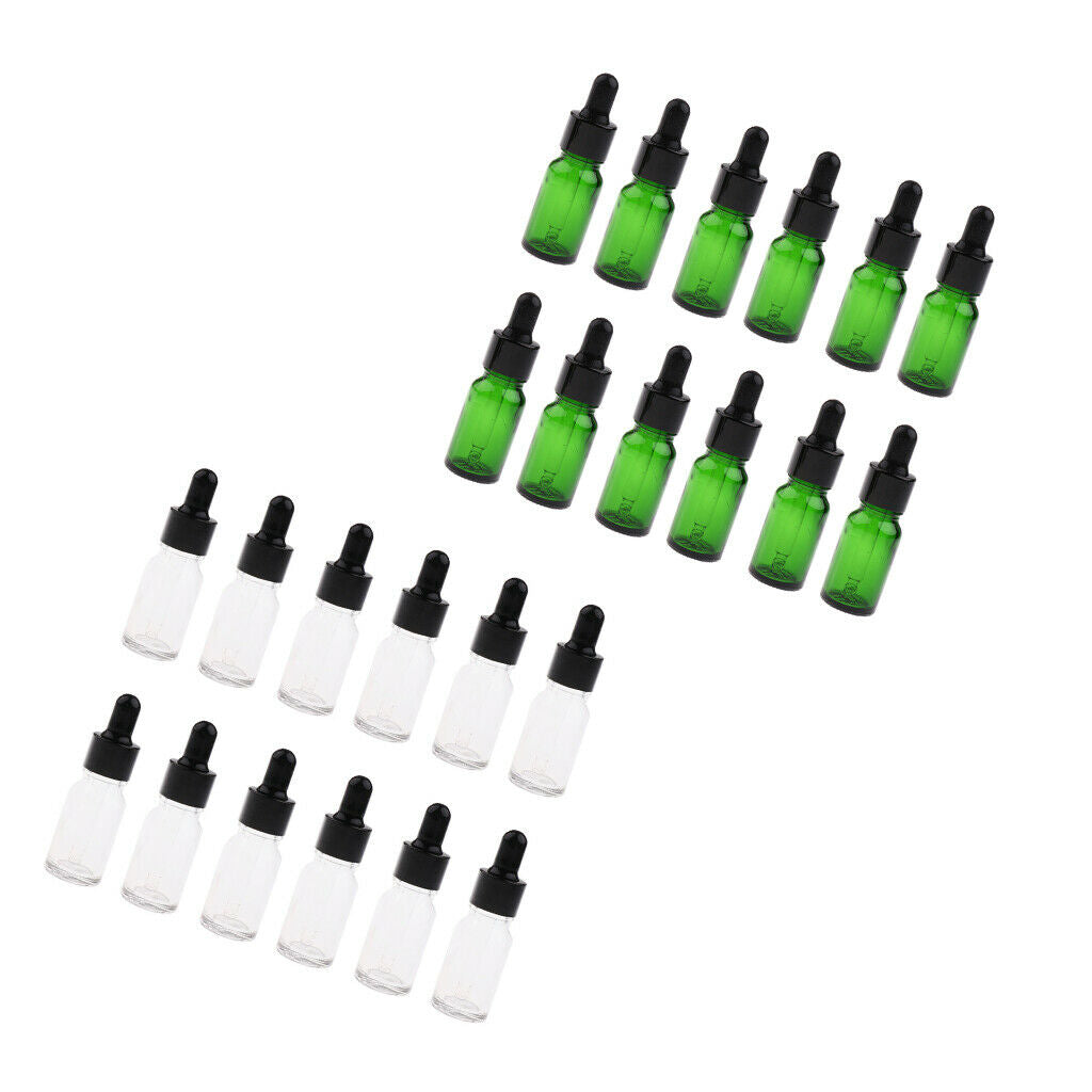 24 Pieces Mini Empty Reusable Dropper Bottles for Essential Oils Cosmetics