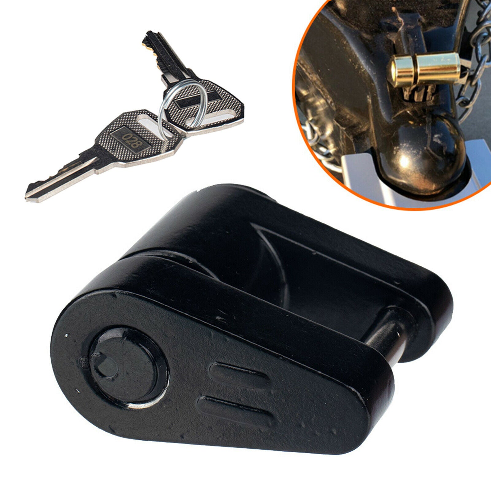 Compact Black Trailer Hitch Tongue Coupler Lock Dia 1/4" for Towing Hauling