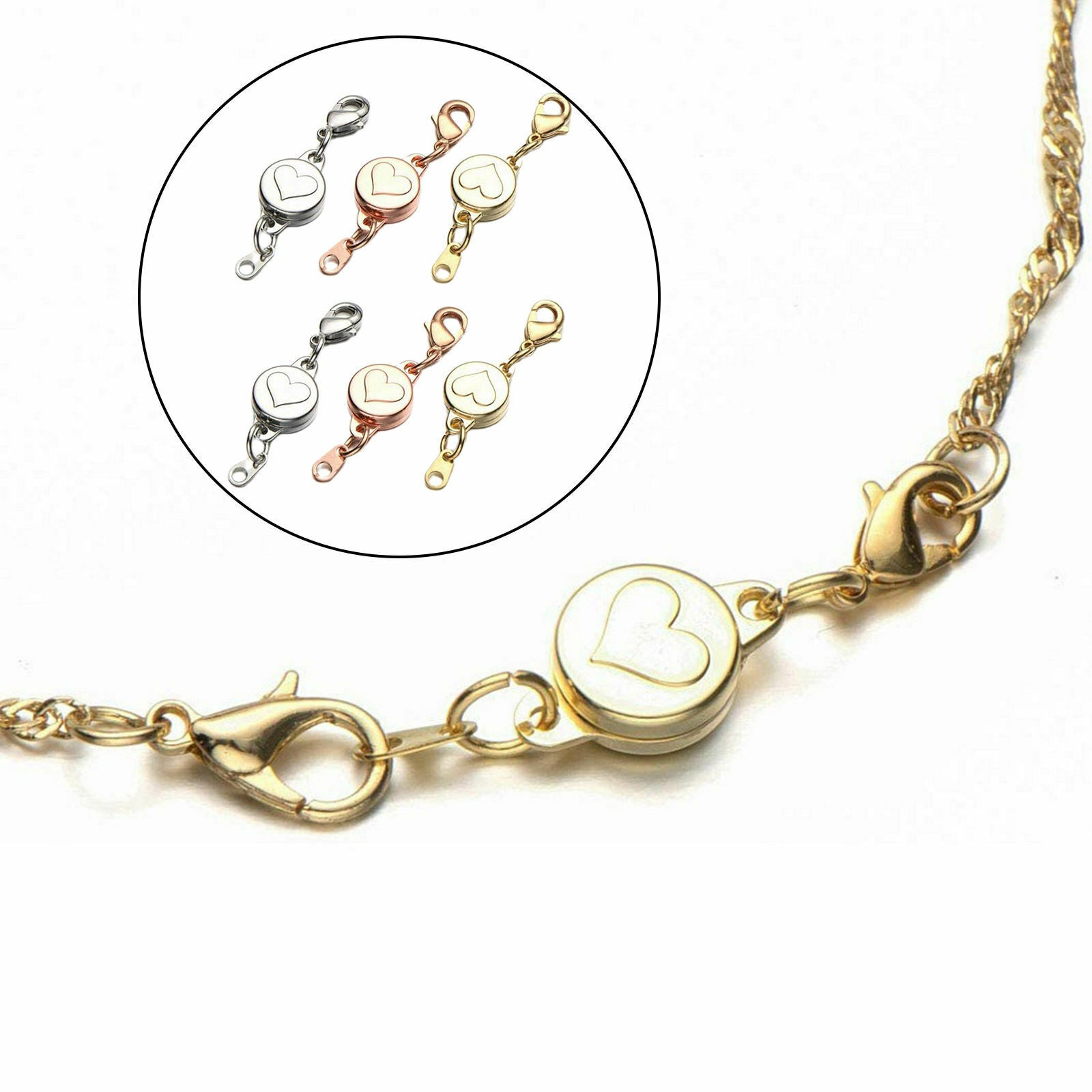 6 Pieces 3 Color Necklace Round Locking Magnetic Clasp for Jewelry Making