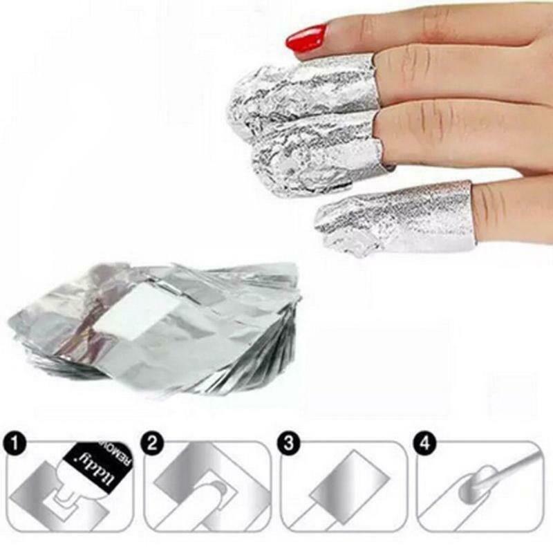 150pcs Aluminium Foil Nail Art Soak Off Acrylic Gel Polish Nail Wraps Remover