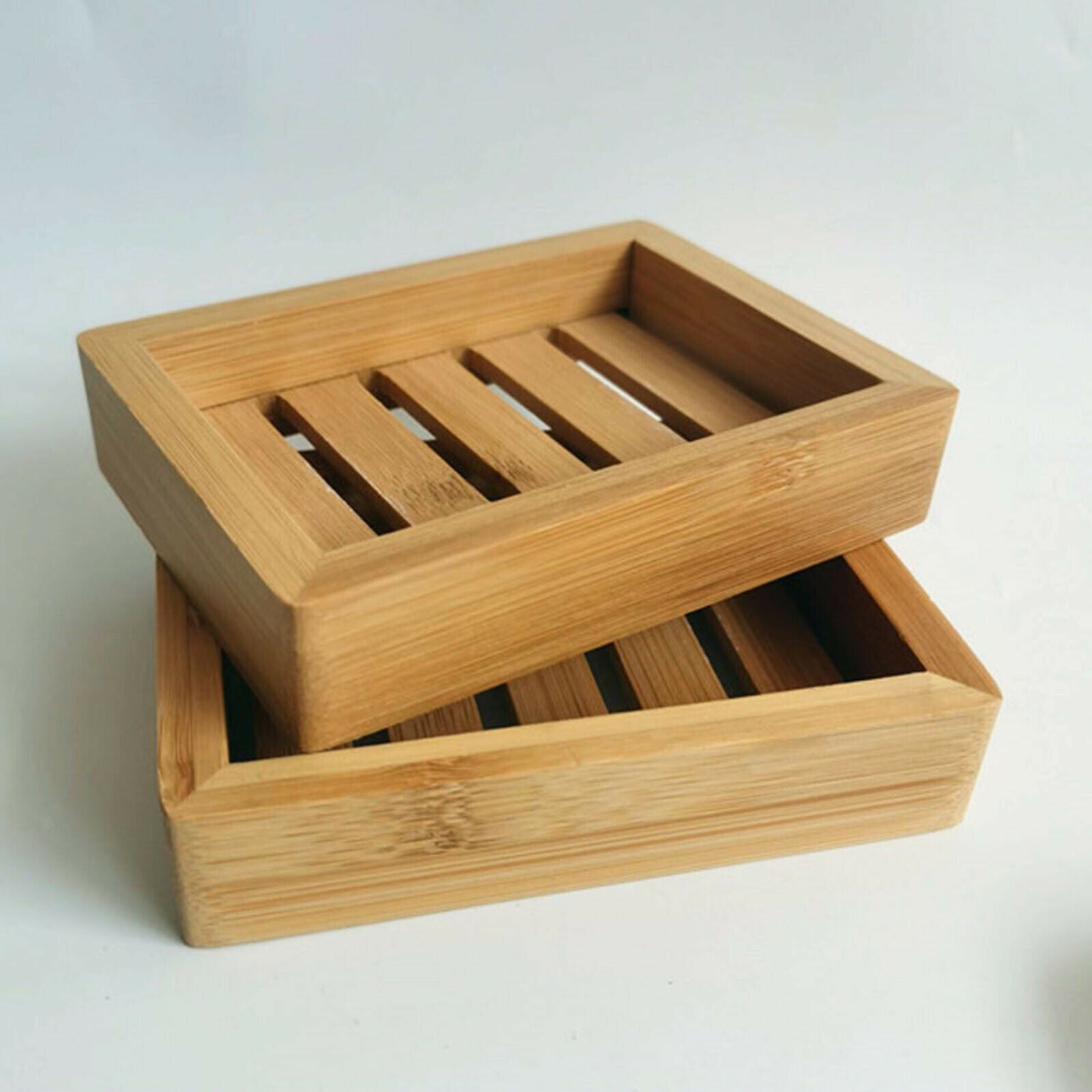 12X8cm Bamboo Soap Dish Bathroom Shower Kitchen Soap Holder Sponges Bathtub