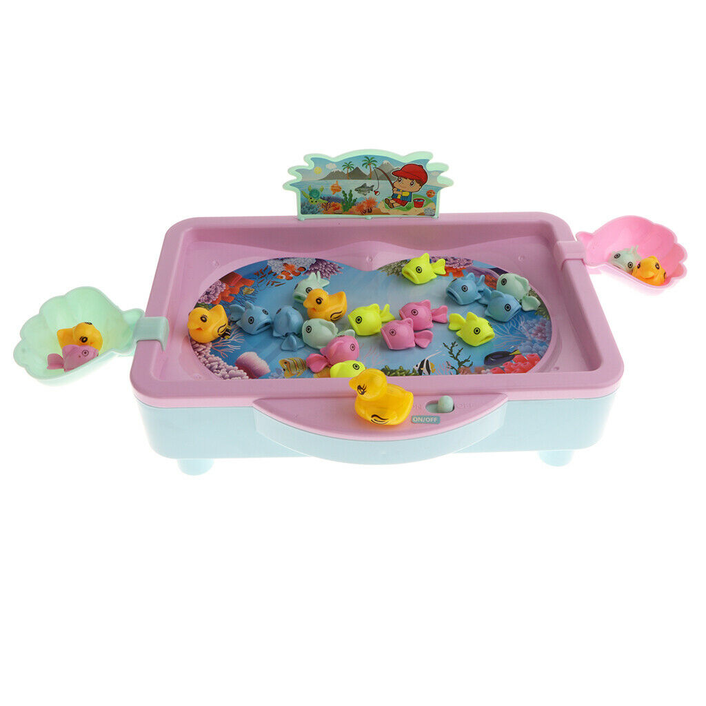 32Pcs Electric Rotating Fish Pool With Light & Music Magnetic Fishing Pole Rod