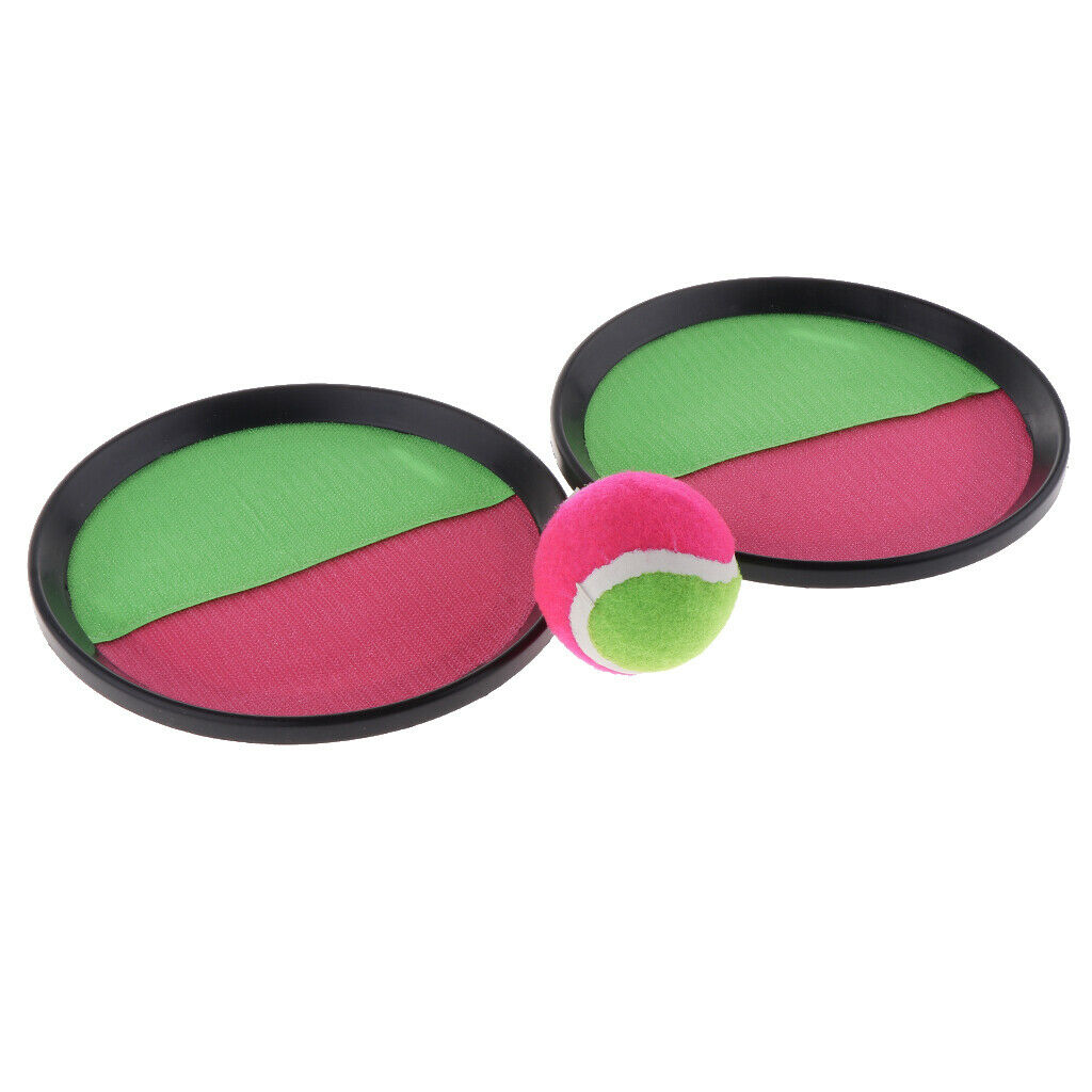 2X Throw Catch Bat Ball Game Sticky Racket Self-Stick Mitts+Elastic Ball Black