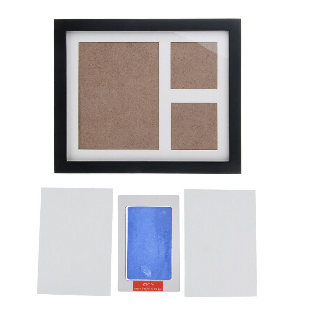 Baby Handprint Footprint Frame Set Kit with Ink Pad for Boy Girl Light Blue